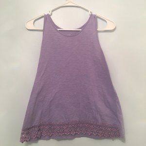 Purple XL/14 Girls Tank Top w/ Floral Trim